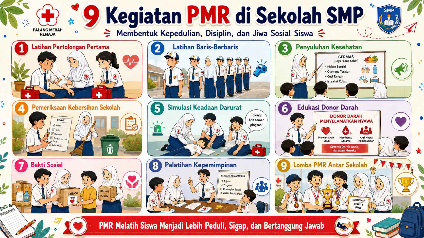 9 Kegiatan PMR di Sekolah SMP yang Bermanfaat untuk Melatih Kepedulian dan Kedisiplinan Siswa