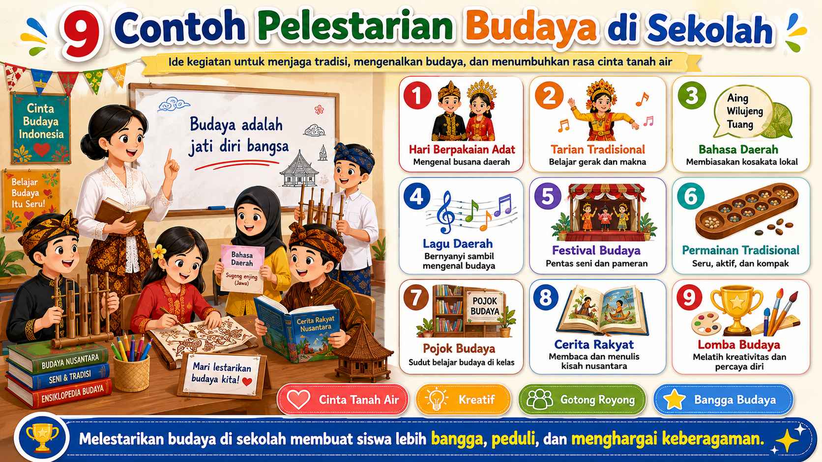 9 Contoh Pelestarian Budaya di Sekolah