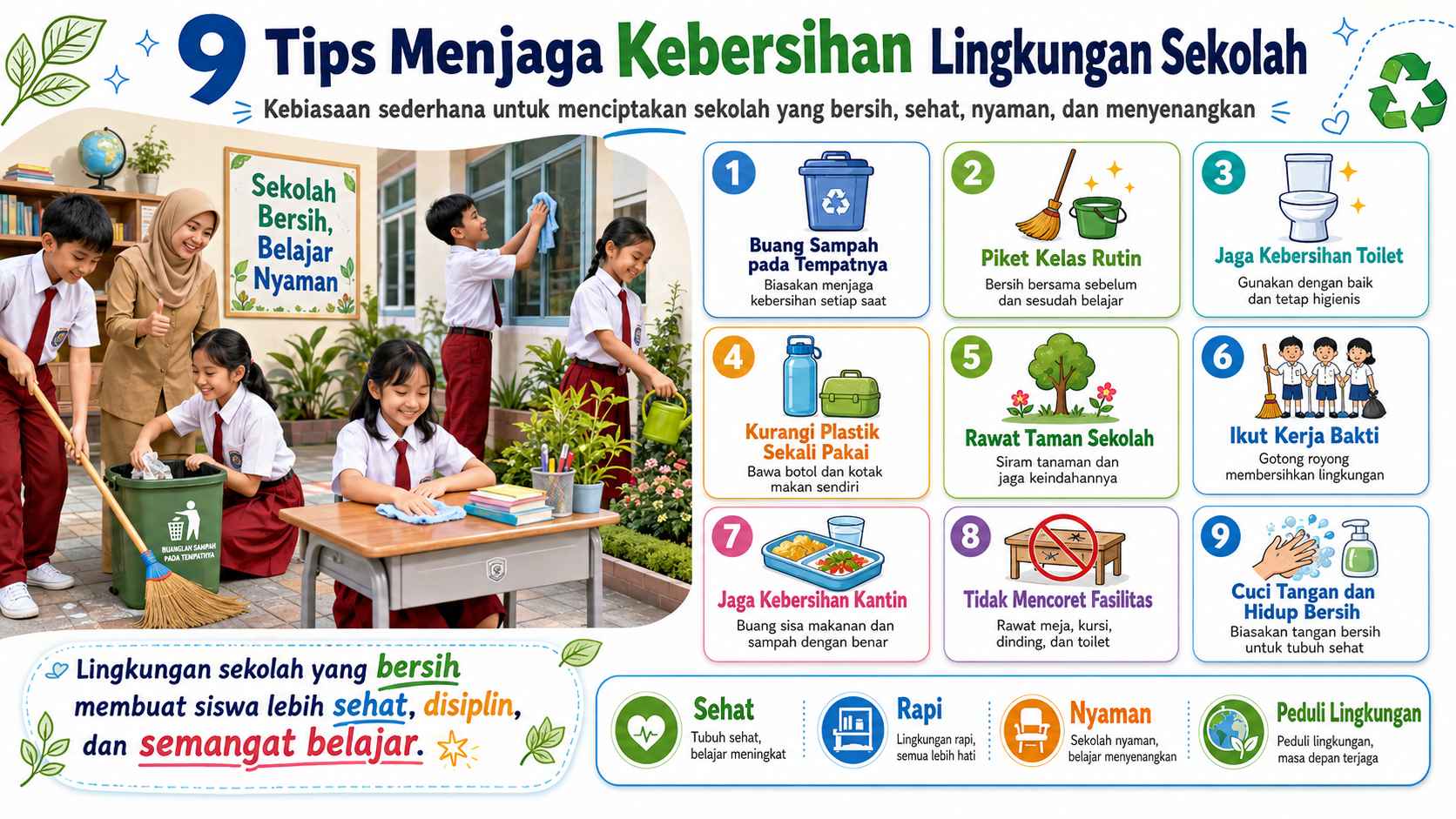 9 Tips Menjaga Kebersihan Lingkungan Sekolah